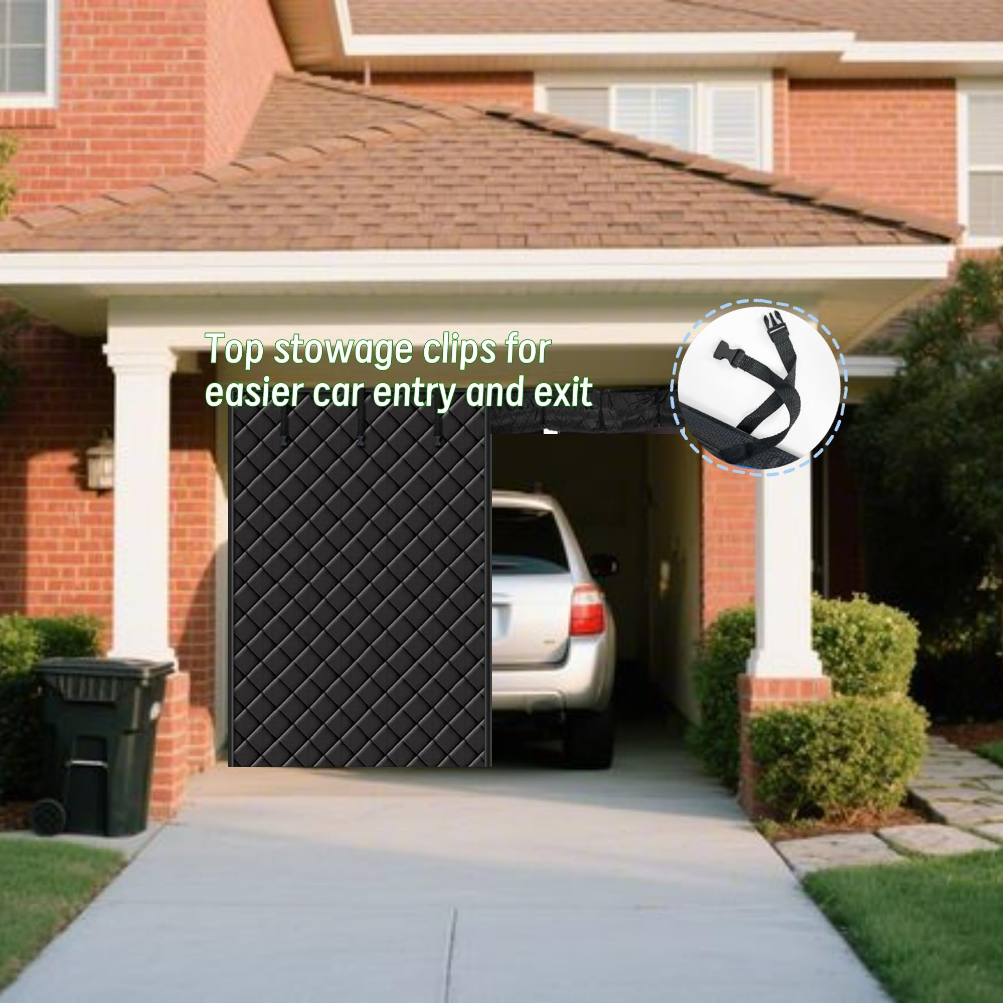 Rideau magnétique à isolation thermique pour porte de garage - 275 x 215 cm - Avec 6 boucles de rangement - Tissu Oxford 600D - Isolation thermique - Imperméable au froid - Coupe-vent
