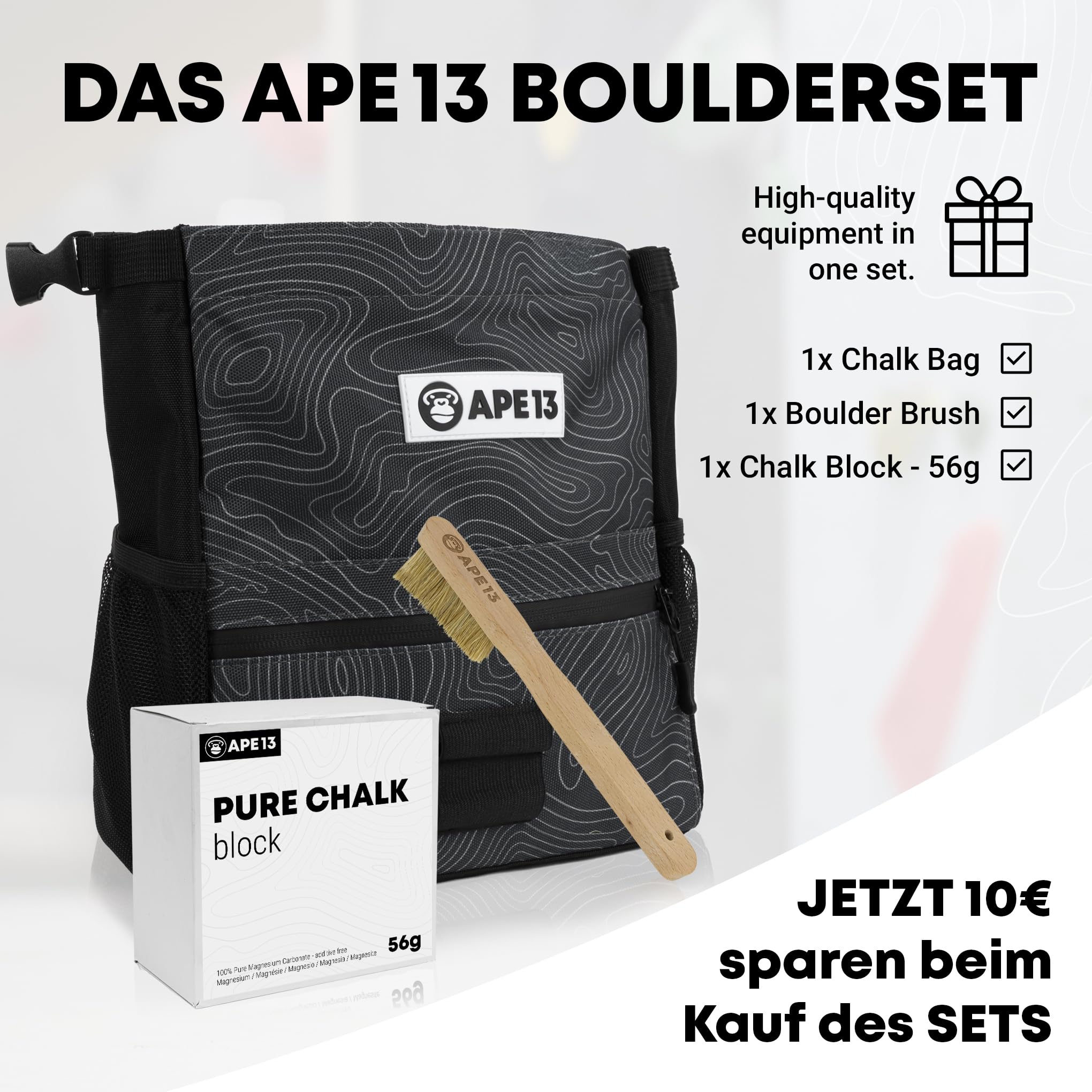 Lot de Chalkbag Sac à Chalque Brosse Boulder Craie Ensemble Individuel Cadeau Escalade