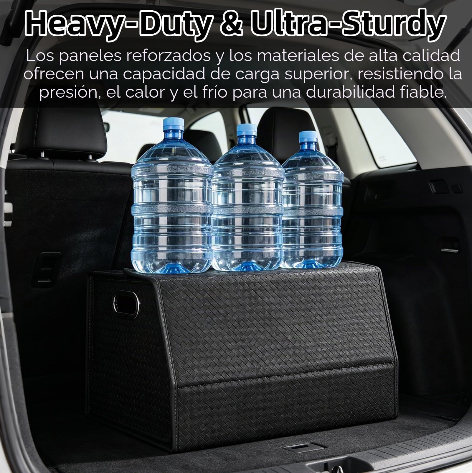 JAOGAUS Organizador de maletero de coche, caja de almacenamiento plegable para maletero de coche, caja de almacenamiento grande con divisor, organizador de maletero resistente, organizador de