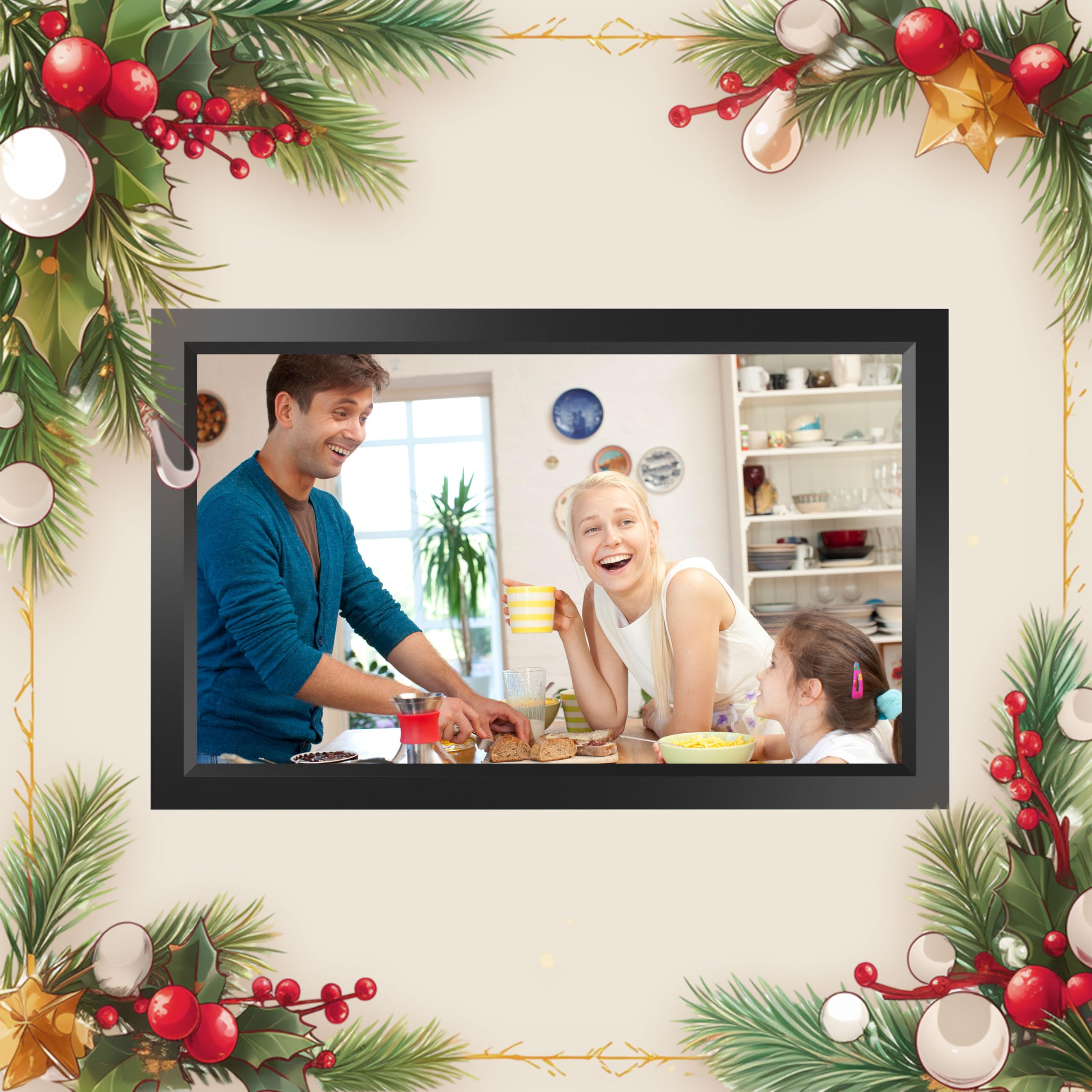 Frameo Marco de Fotos Digital WiFi de 15,6 Pulgadas, 32GB de Memoria táctil, Marco de Fotos Inteligente en la Nube, fácil instalación, Giro automático, Regalo para Amigos y Familiares