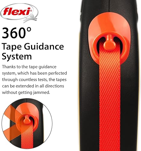 Miniatura 4 de FLEXI - Correa retráctil clásica Black Fire para perros de hasta 20 kg, 5 m, ergonómica, duradera y sin enredos, mediano, negro y rojo