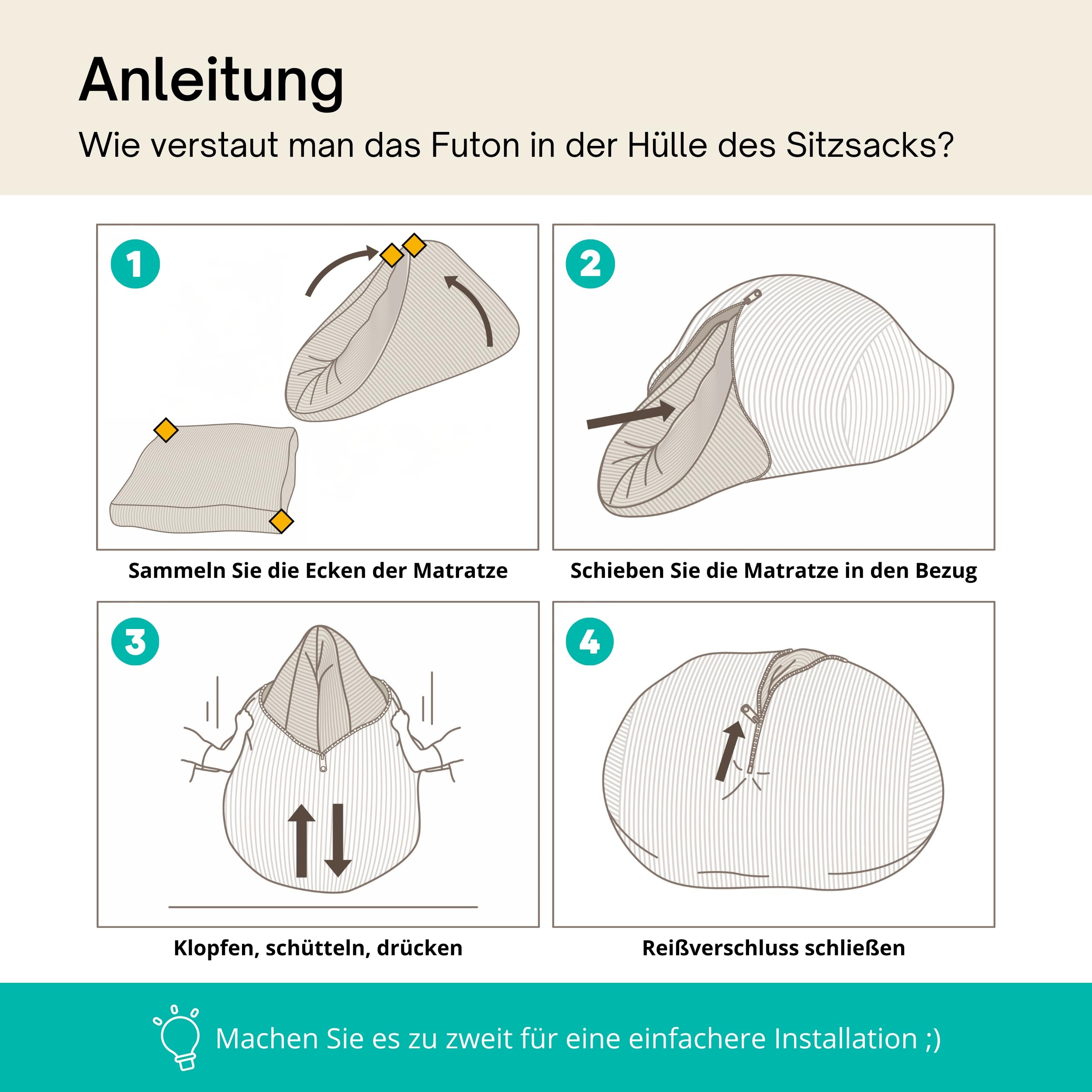 bananair - Sitzsack Bett XXL, Verwandelt Sich Mühelos In Eine Bequeme Und Weiche Bodenmatratze – Cordstoff Und Schaumfüllung – Vielseitiges Bean Bag Bed, Futon, Faltbare Matratze (Dunkelgrau)