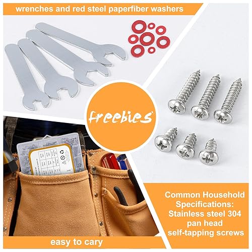 Miniatura 3 de Kit de 300 tornillos y tuercas hexagonales, acero inoxidable 304 14-20, 516-18,38-16 Kit surtido de pernos y tuercas (arandelas planas y cerradas),