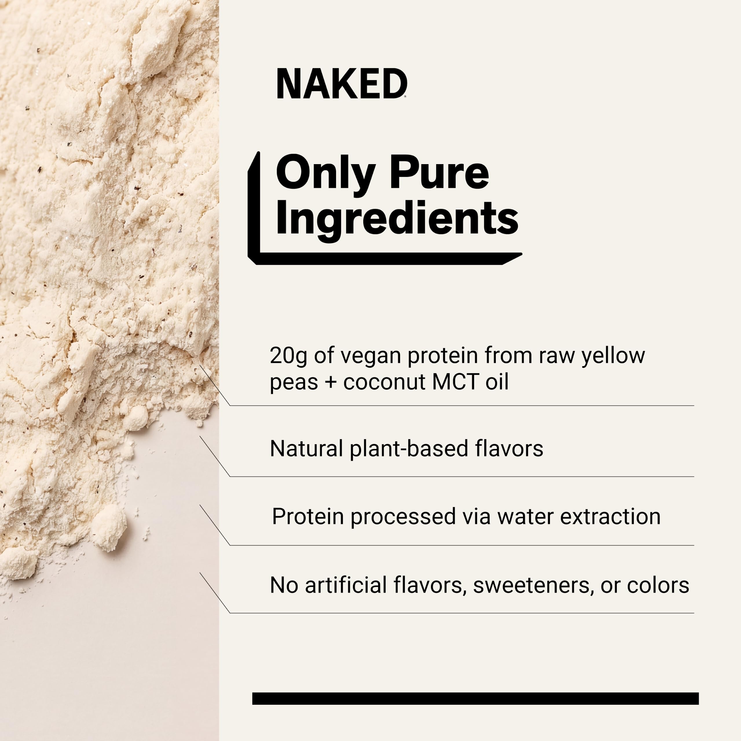 NAKED Shake - Vanilla Protein Powder - Plant Based Protein Shake with Mct Oil, NSF Certified, Gluten-Free, Soy-Free, No Gmos Or Artificial Sweeteners - 30 Servings — Amazon image 4