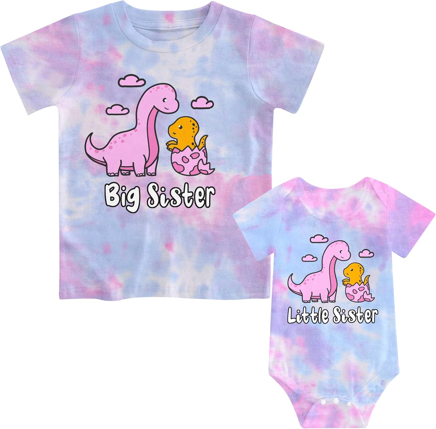 Funnycokid Big Sister Little Sister Matching Outfits Toddler Girl Shirt Newborn Clothes