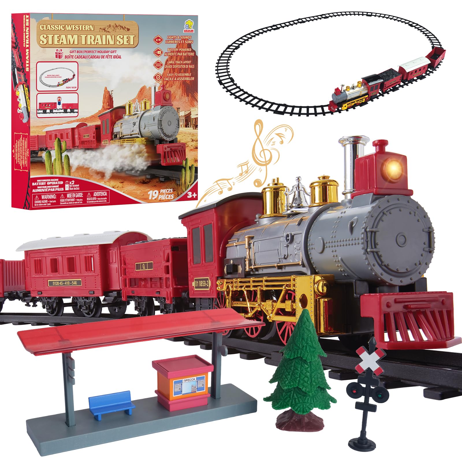 Amazon.com: Goldlok Electric Train Set with Light & Sounds, 19 PCS
