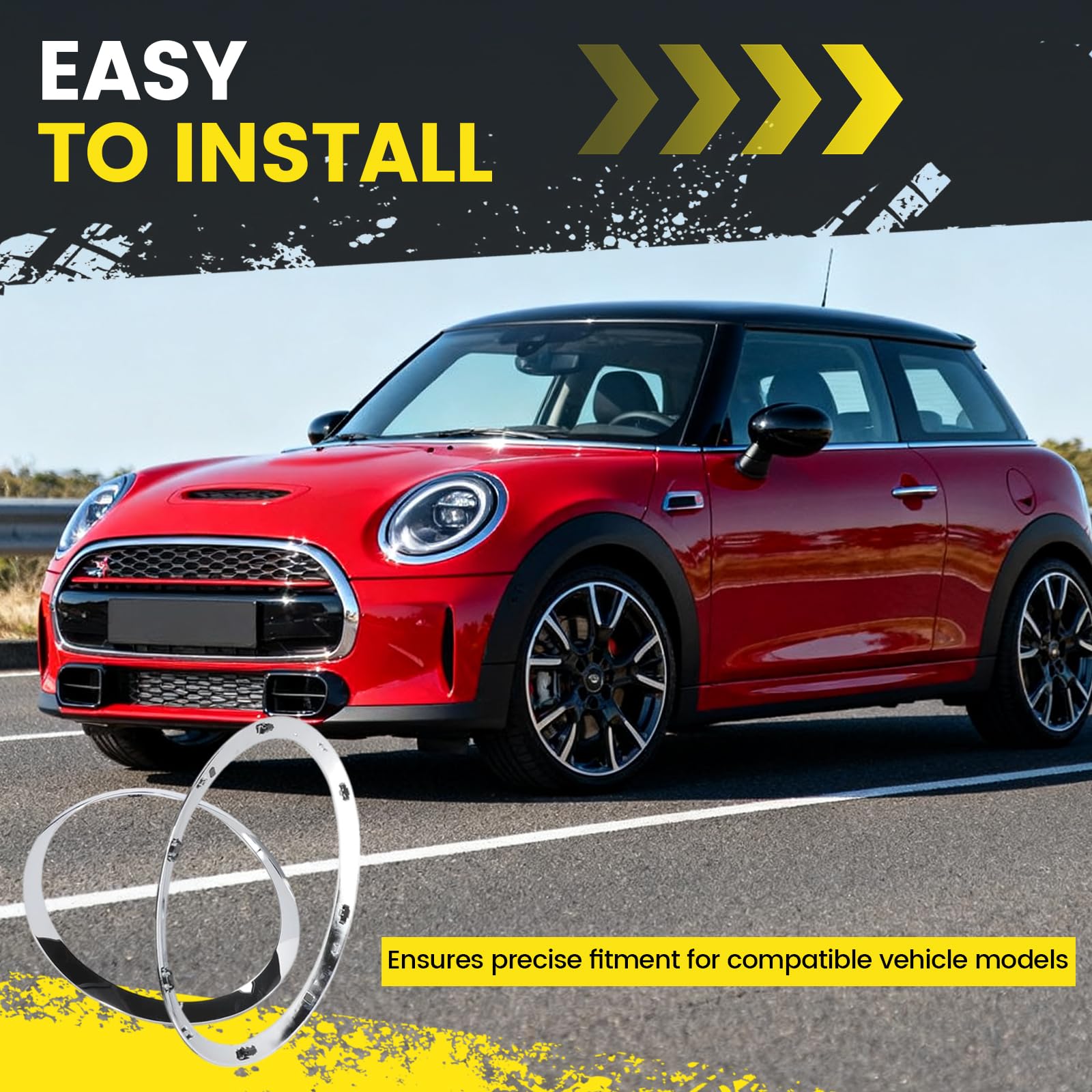 2 unidades Anillo Decorativo Para Faros Delanteros Compatible con MINI COOPER F55 F56 F57, Cubierta de Anillo para Faros Delanteros OEM 51137300631, 51137300632, 51712355791, 51712355798