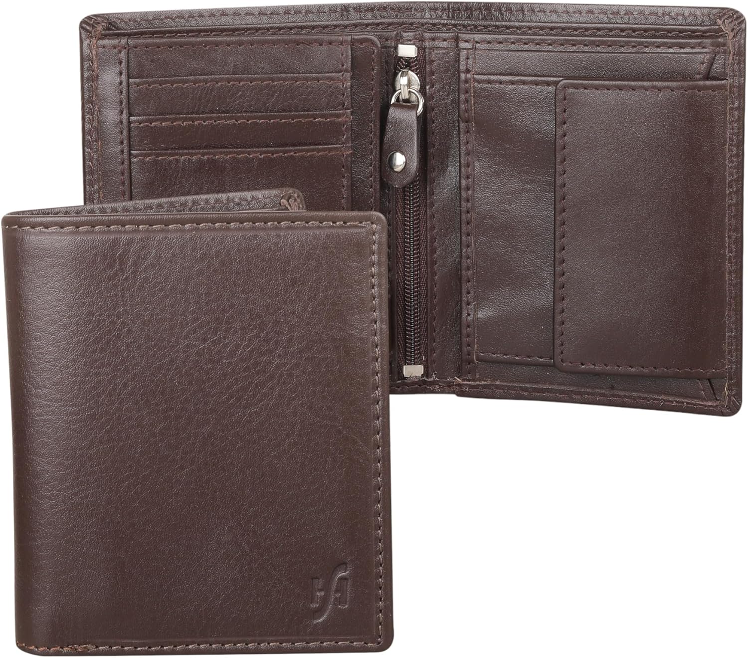 STARHIDE Men's Gents Luxury Italian Leather Small Wallet with Built in RFID Blocking Gift Boxed Minimalist Wallets Art-830 (Brown)
