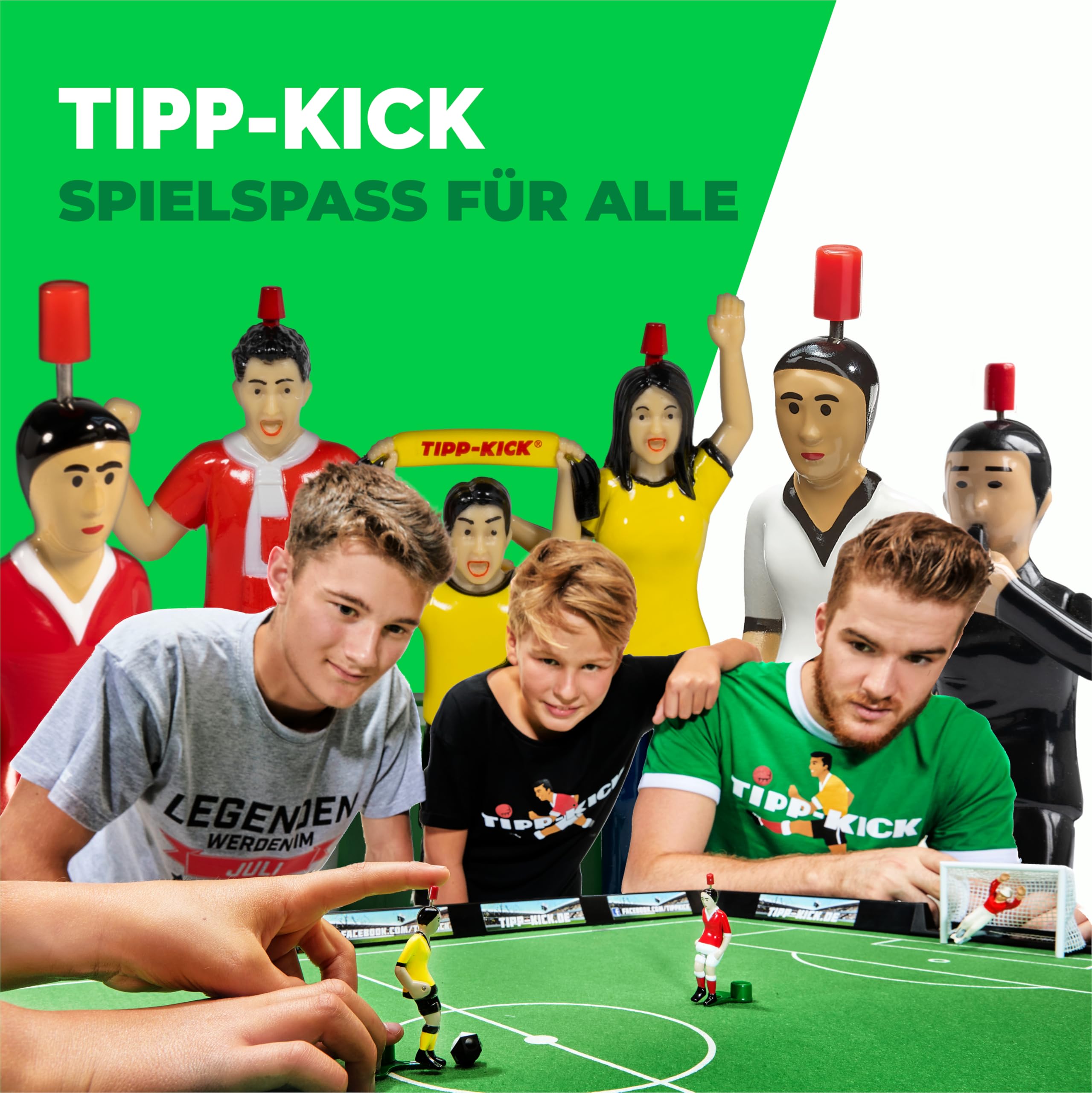 TIPP-KICK Spiel Classic Tischfußball-Set Das Original - Fußball-Spiel mit Spielern, Torwarten, Plastik-Toren, Bällen und Spielfeld aus Filz, ideal für Einsteiger, Geschenkidee für Fans