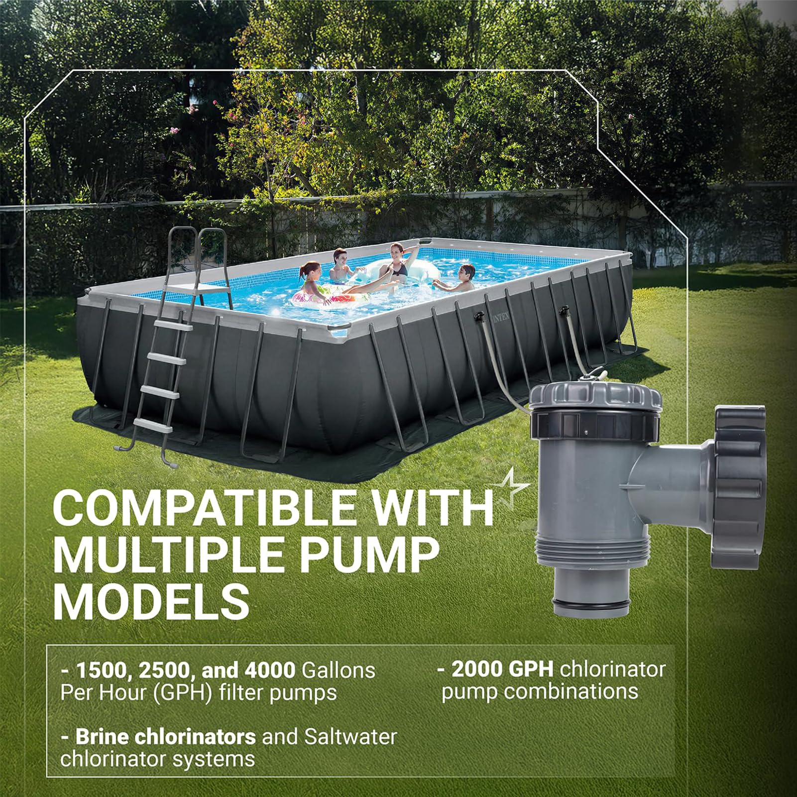 Absperrhahn Pool 38mm für Hnemix Intex Coleman Pool Zubehör, Kolbenventil Pool Anschlüsse, Pool Ersatzteile für Oberirdische Schwimmbecken und Poolfilterpumpe (38mm*2)