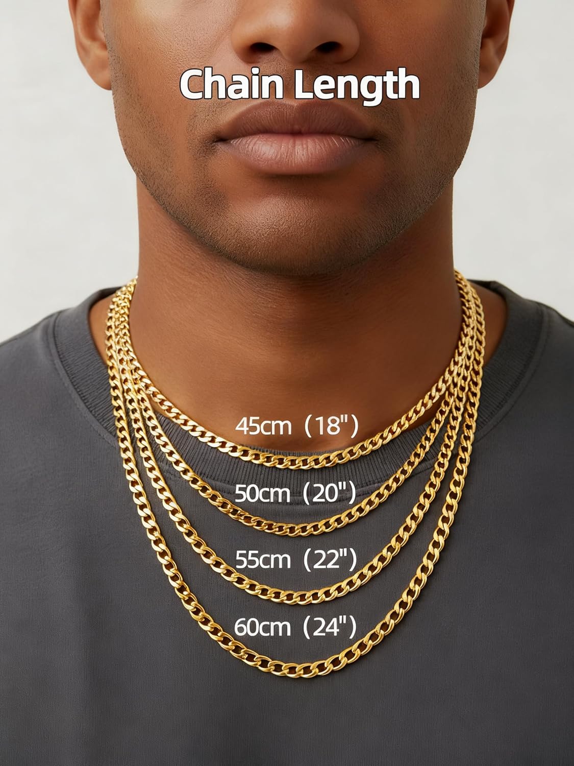 Neshat Cuban Chain for Men Women, 5mm 7mm Width Stainless Steel Gold Plated Miami Curb Chain, Mens Necklace Chain 18 inches 20 inches 22 inches 24 inches 26 inches - Image 6