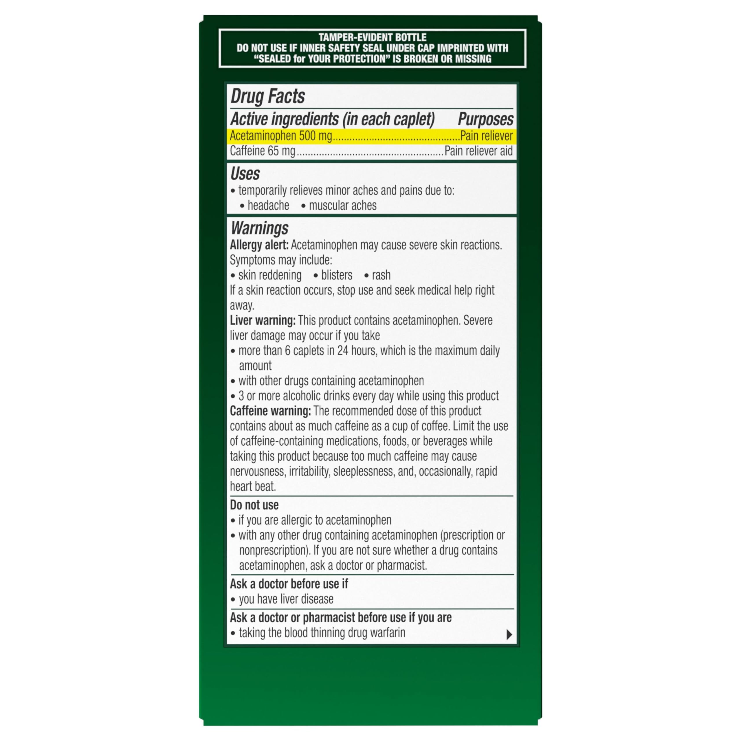 Excedrin Tension Headache Relief Caplets, 100 Count — Amazon image 10