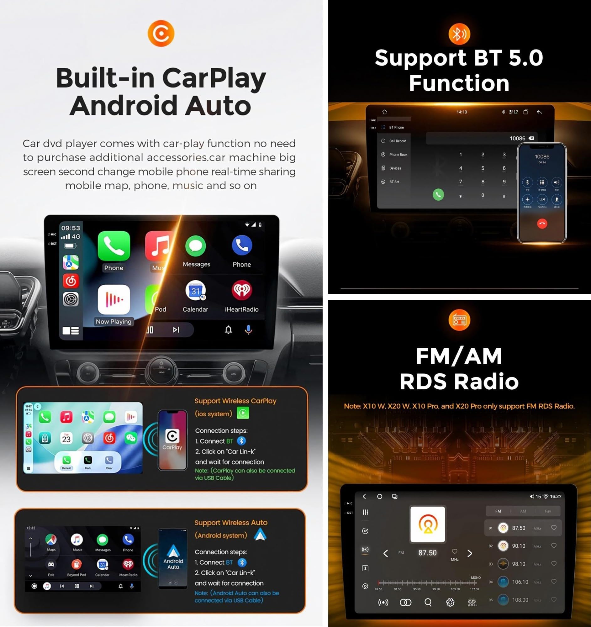 Autoradio 2DIN 9.5 Pollici Android 15 per Renault Kadjar 2015-2017