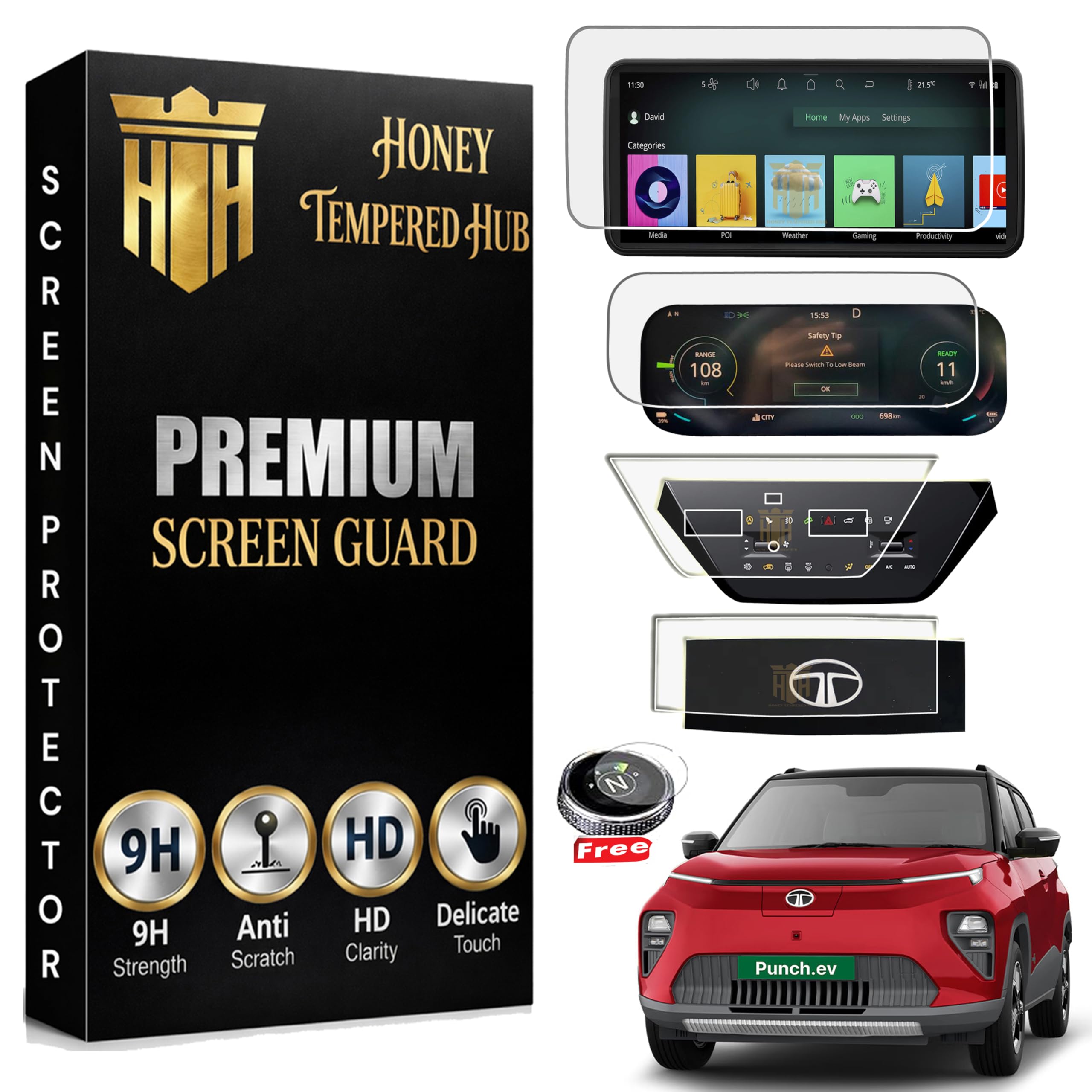 ( 5 PACK ) SCREEN GUARD FOR NEW TATA PUNCH EV 2026 Facelift / 10.25 INCH INFOTAINMENT TOUCHSCREEN + 10.25 INCH INSTRUMENT CLUSTER + AC VENT + STEERING CLUSTER + GEAR KNOB PROTECTOR / Empowered / Empowered Plus / Anti Scratch / HD Clarity / Car Display Music System Protector | Latest TataPunchev car Accessory 2026 [Not Tempered Glass]-image-32