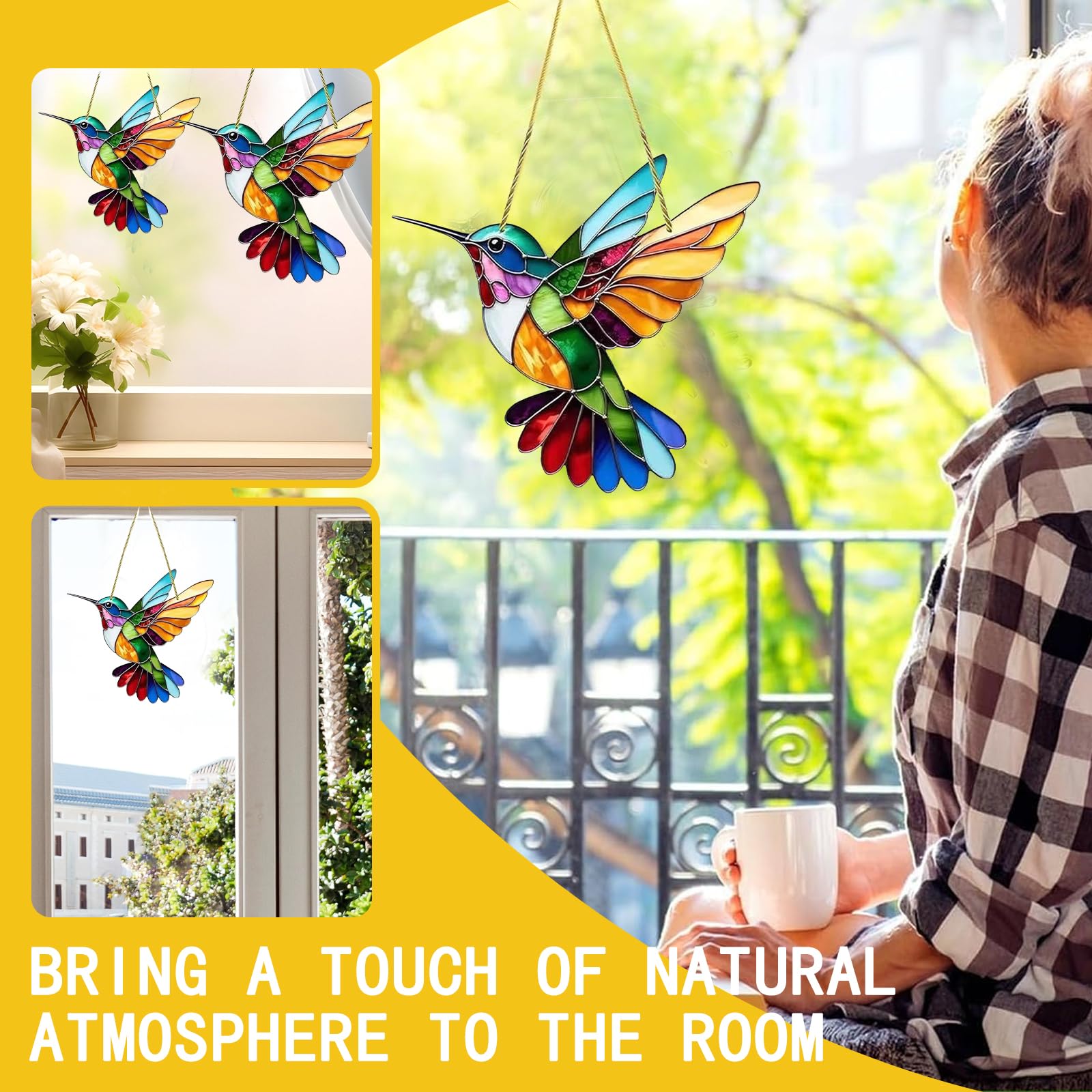 2 atrapa Soles decoración de Ventana decoración de jardín, atrapa luz, decoración de colibrí, decoración de Ventana Colgante Prisma atrapa Sol Moderno, decoración de Ventana Colgante de Verano