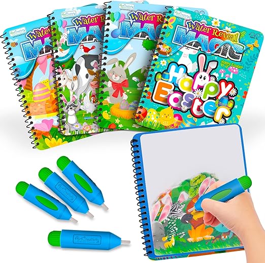 Easter Basket Stuffers for Toddlers, 4 Pack Easter Water Coloring Books for Kids, Easter Basket Essentials, Easter Activities Kids, Easter Basket Stuffers, Easter Toys, Easter Basket Ideas Gifts