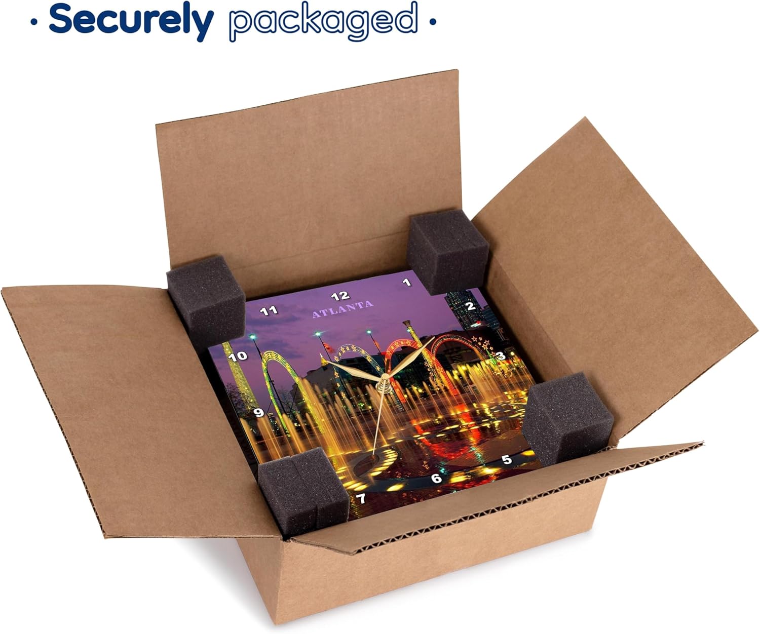 3dRose Wall Clock Silent - 13 inch - Olympic Park Atlanta Georgia - Night Landscape