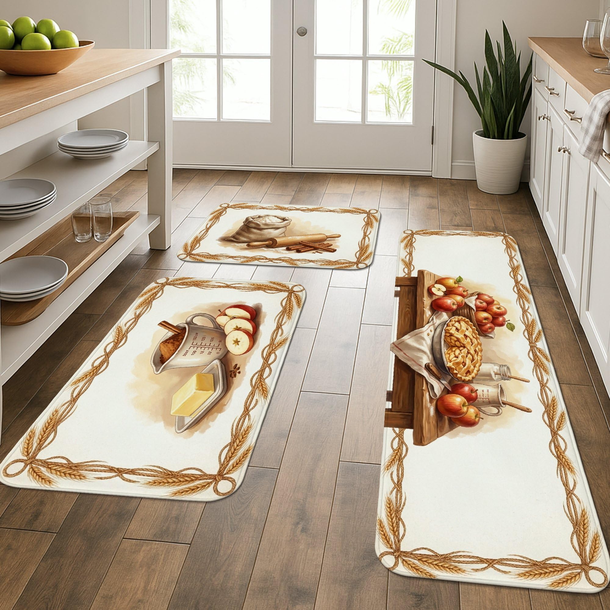 Tapis de cuisine beige lavable pour évier et entrée