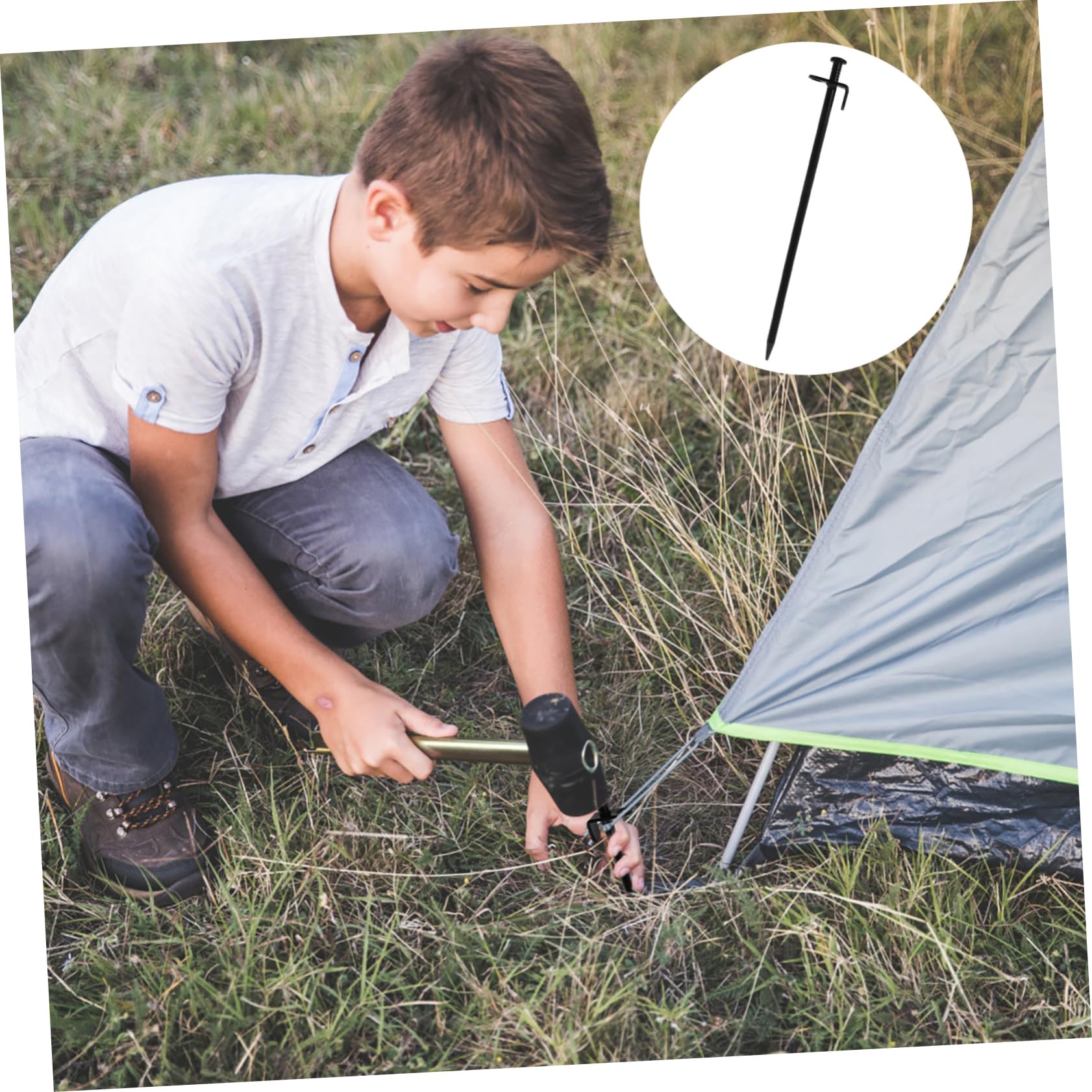 Hemobllo 8pièces Lot de Piquets de Tente Acier de Ancrages Métalliques pour Sol Dur Crochets Noirs pour Montage de Tentes Extérieures pour Camping Jardin