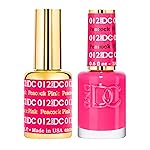 DND DC Gel Polish Set, Pink Collection, UV/LED GelPolish and Air Dry Nail Lacquer, Matching Chip-Free Polish Duo, 012 Peacock Pink, 0.5 Fl Oz Each