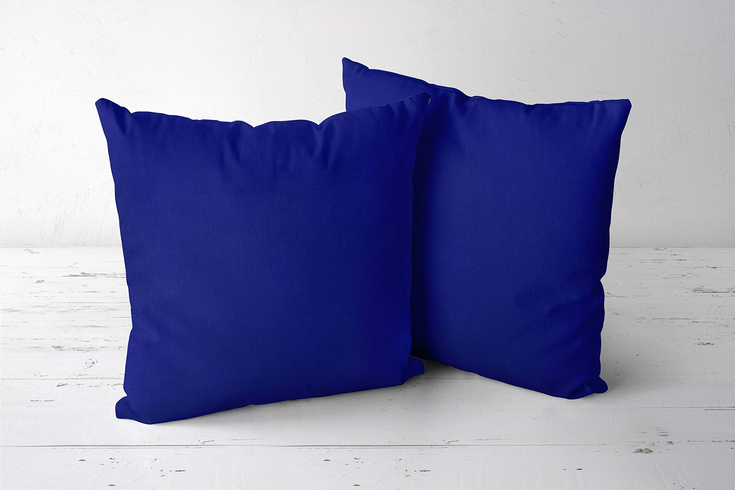 SAFFRON - Set di 2 federe per Cuscino, in Cotone Resistente, sfoderabile, Imbottitura Non Inclusa, Cotone, Blu, 32x32 inch