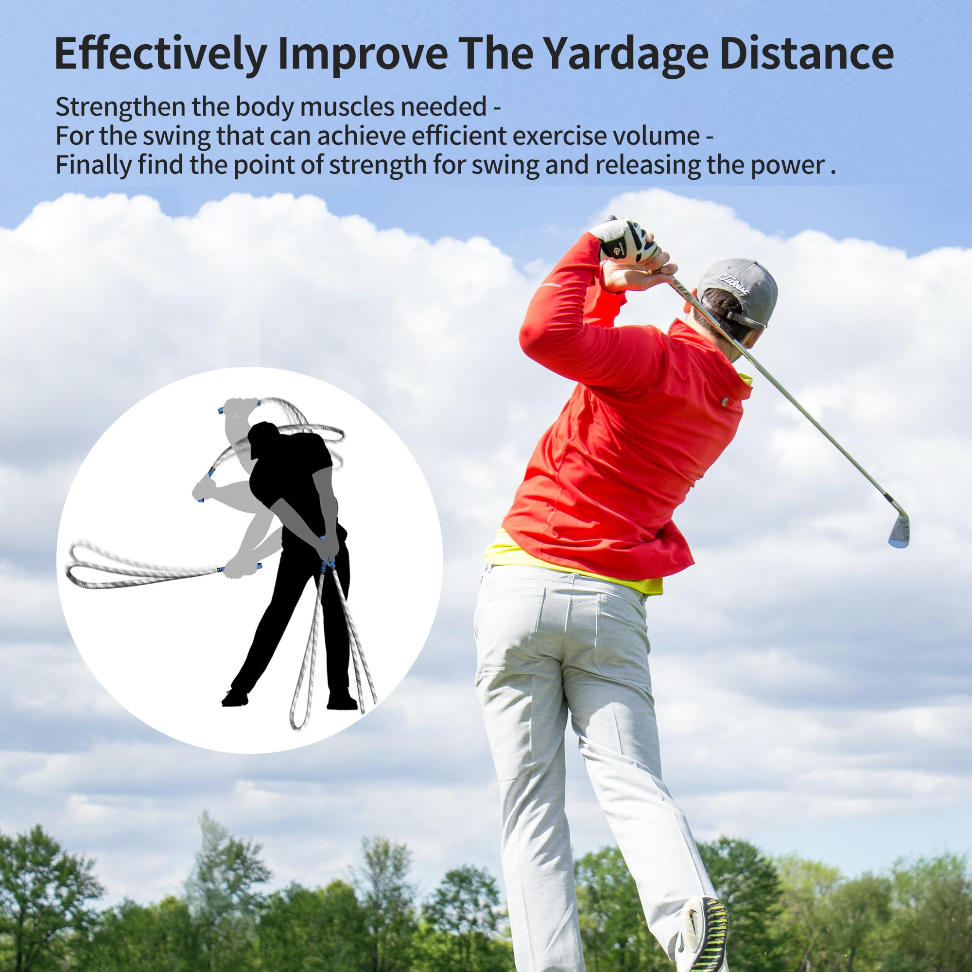 Golf Swing Training Aid Posture Corrector Warm-up ,Golf Swing Practice Rope for All level Golfers Improve Temple Speed Golf Training Equipment for Arm Strength Golf Swing Trainer for Golfer (Black)