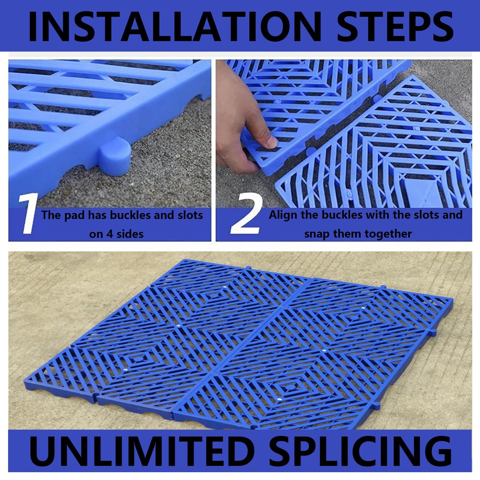 Lot De 2 Palettes en Plastique Sergé, Légères Et Résistantes À L'humidité, avec Grille De Rangement Respirante, Utilisables en Intérieur Et en Extérieur,50 * 50cm