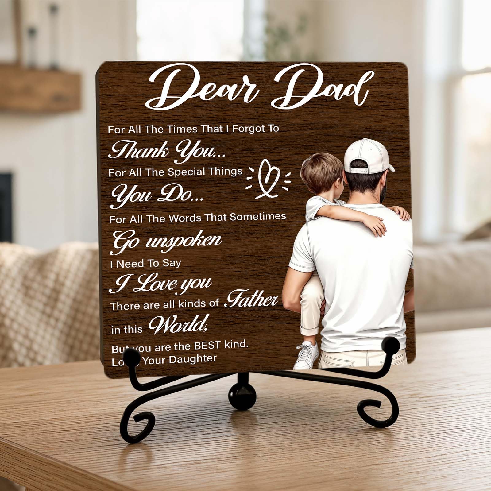 Panneau en Bois To My Dear Dad : Idée Déco Maison et Bureau pour Papa