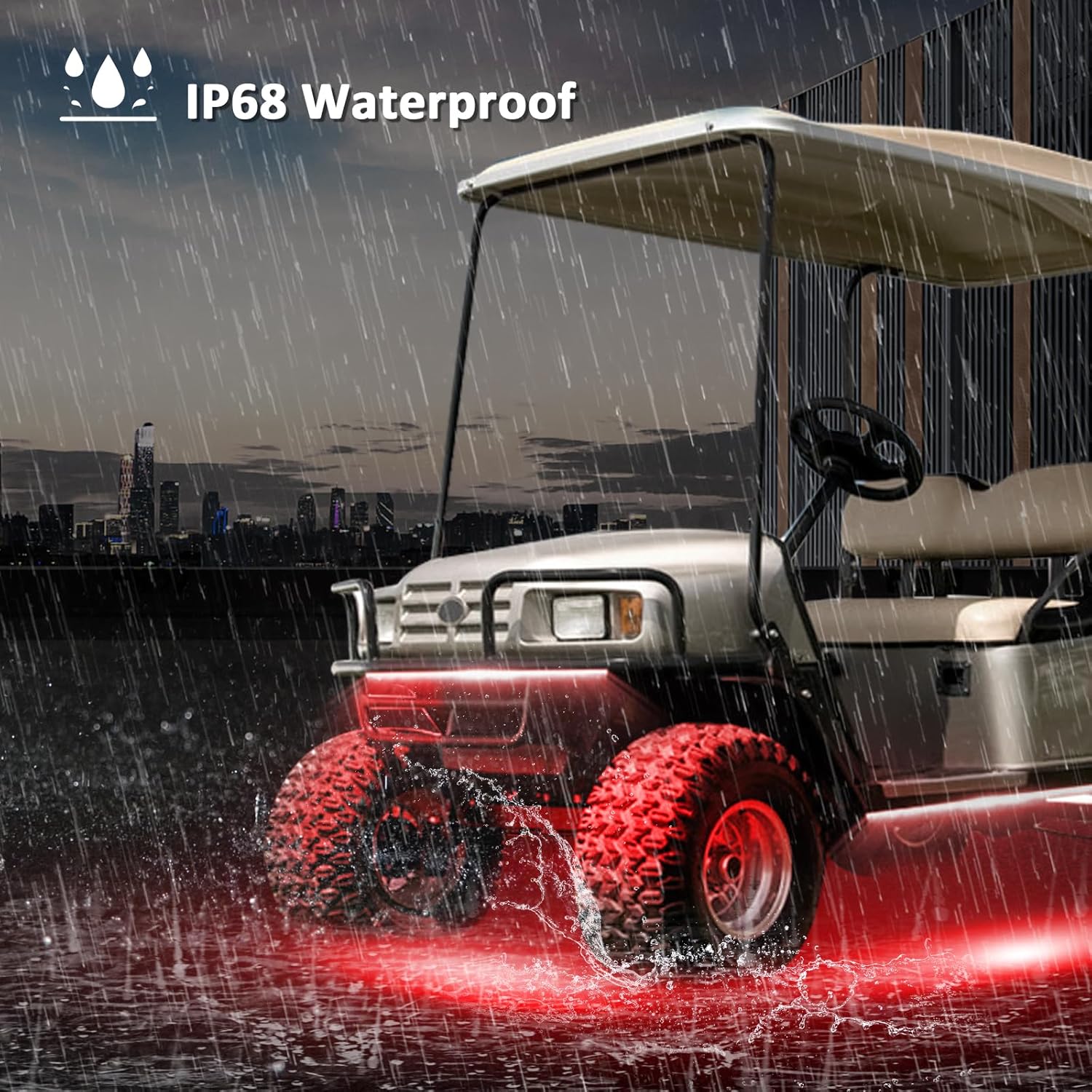 Roykaw Golf Cart LED Strip Lights, Underglow Neon Light Kit Compatible with EZGO/Club Car/Yamaha and Most Brands Golf Carts, Waterproof/LED Decorative Lights/Multi-Dynamic Modes, 4PCS