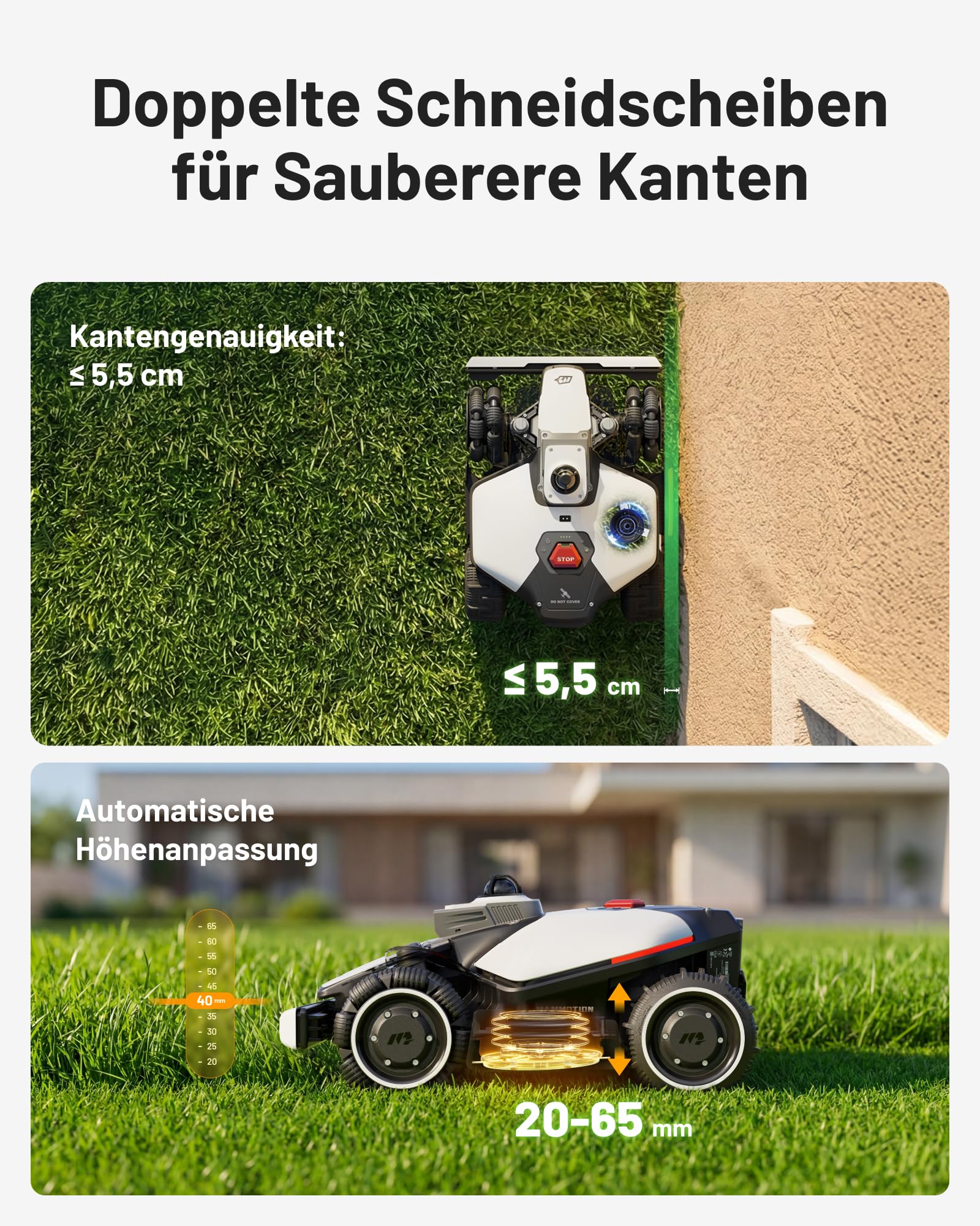 MAMMOTION LUBA Mini 2 AWD 1500 Mähroboter ohne Begrenzungskabel mit Mini Garage+Reinigungsständer,1500 m²,360° LiDAR & Dual-Kamera KI,Auto Höhenanpassung,80% Steigung,DropMow,Auto-Mehrzonen-Kartierung - 4