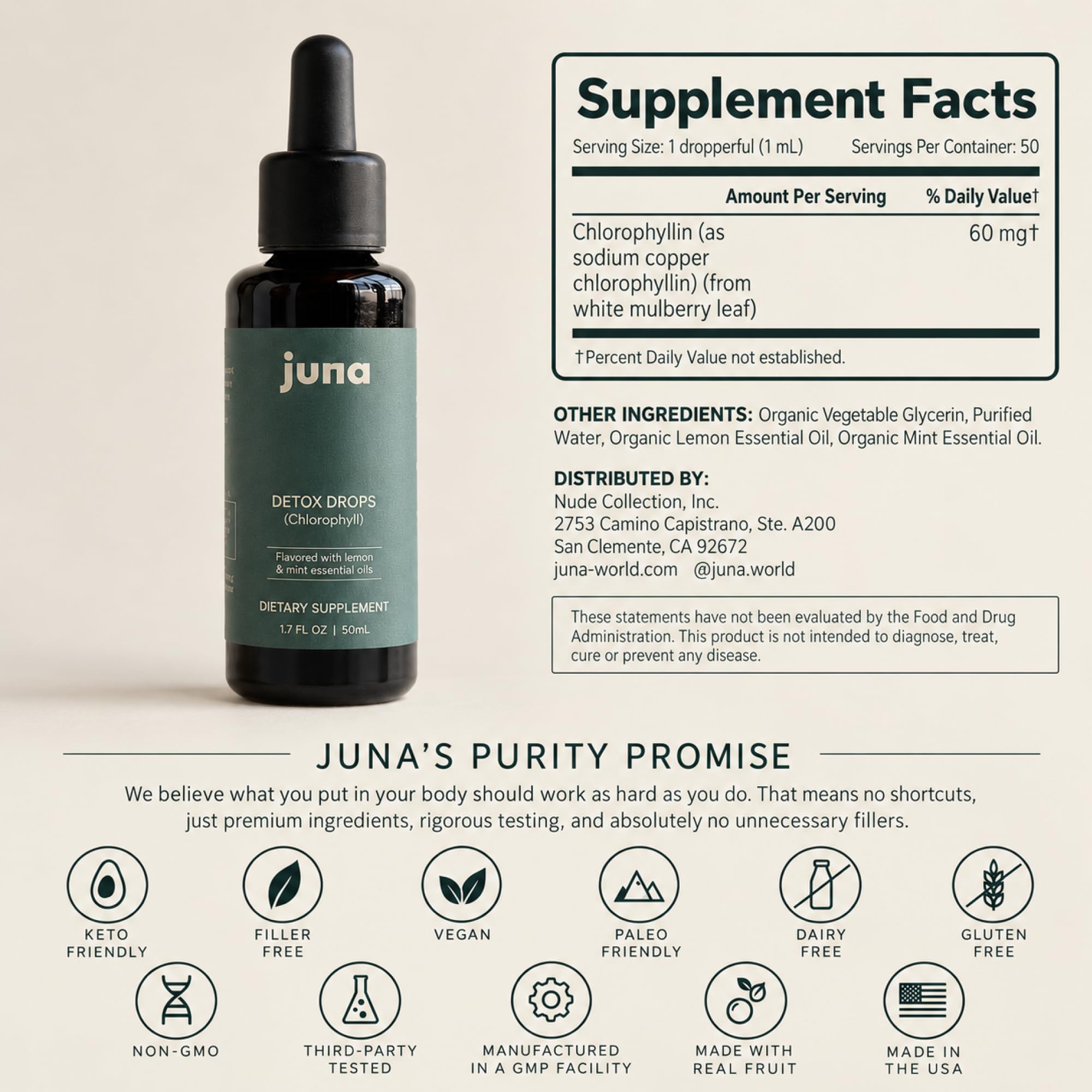 Juna Liquid Chlorophyll Drops, Lemon & Mint Flavor, 3X Strength Formula — Amazon image 8