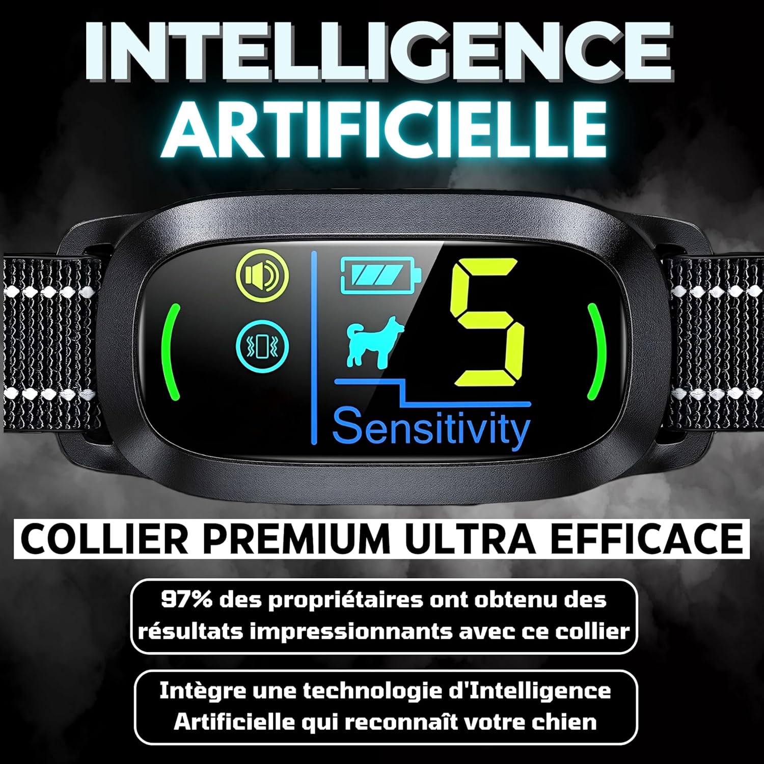 PAWPRO Bark Control Collar showing different modes