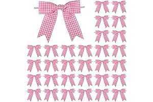 Pink Plaid Bow - 30 Pack Premade Gingham Ribbon Bows