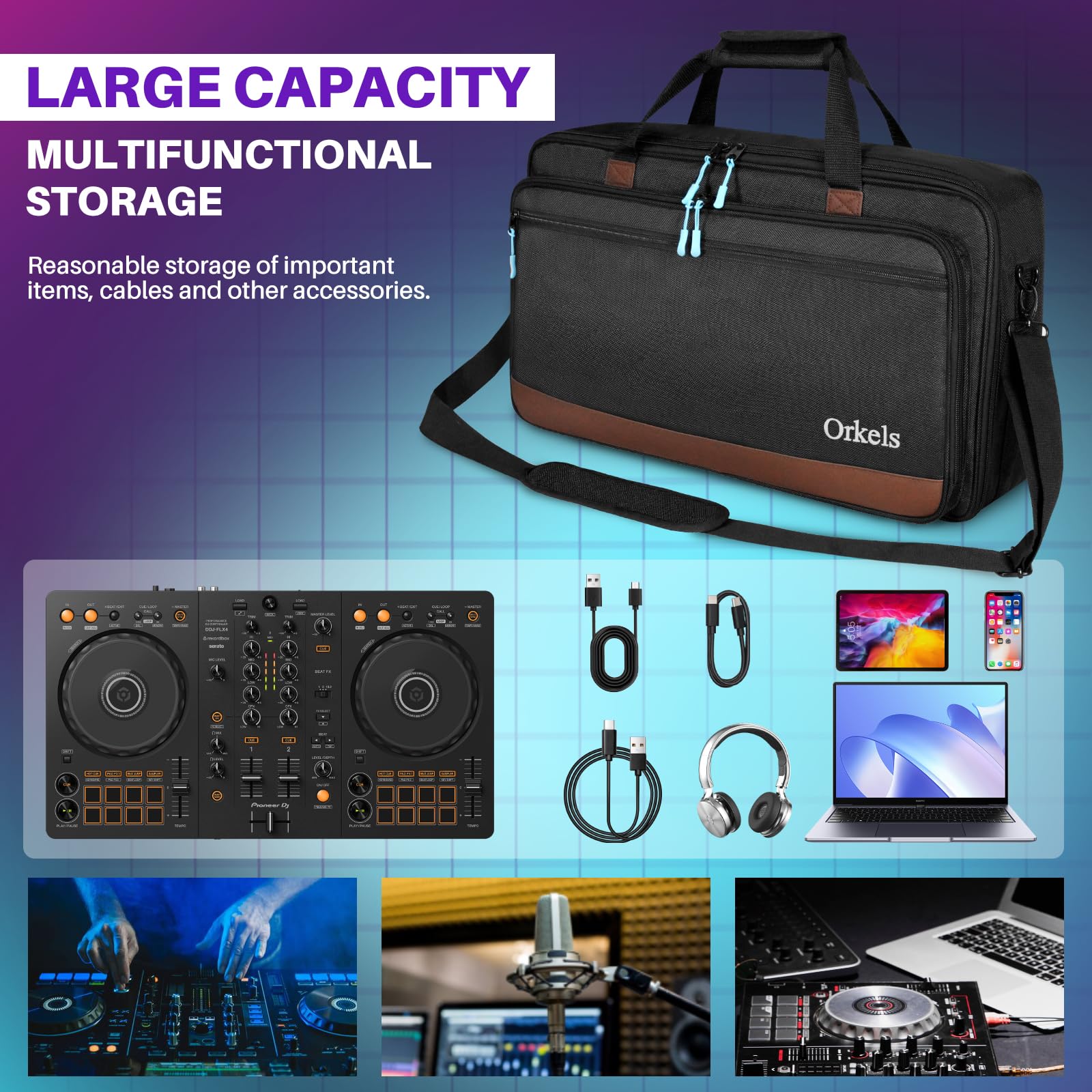 SUNDOY Custodia per controller DJ Pioneer/Demo/Numark/Hercules, Nero , L-73x15x41-CM, Borsa per il trasporto del controller DJ
