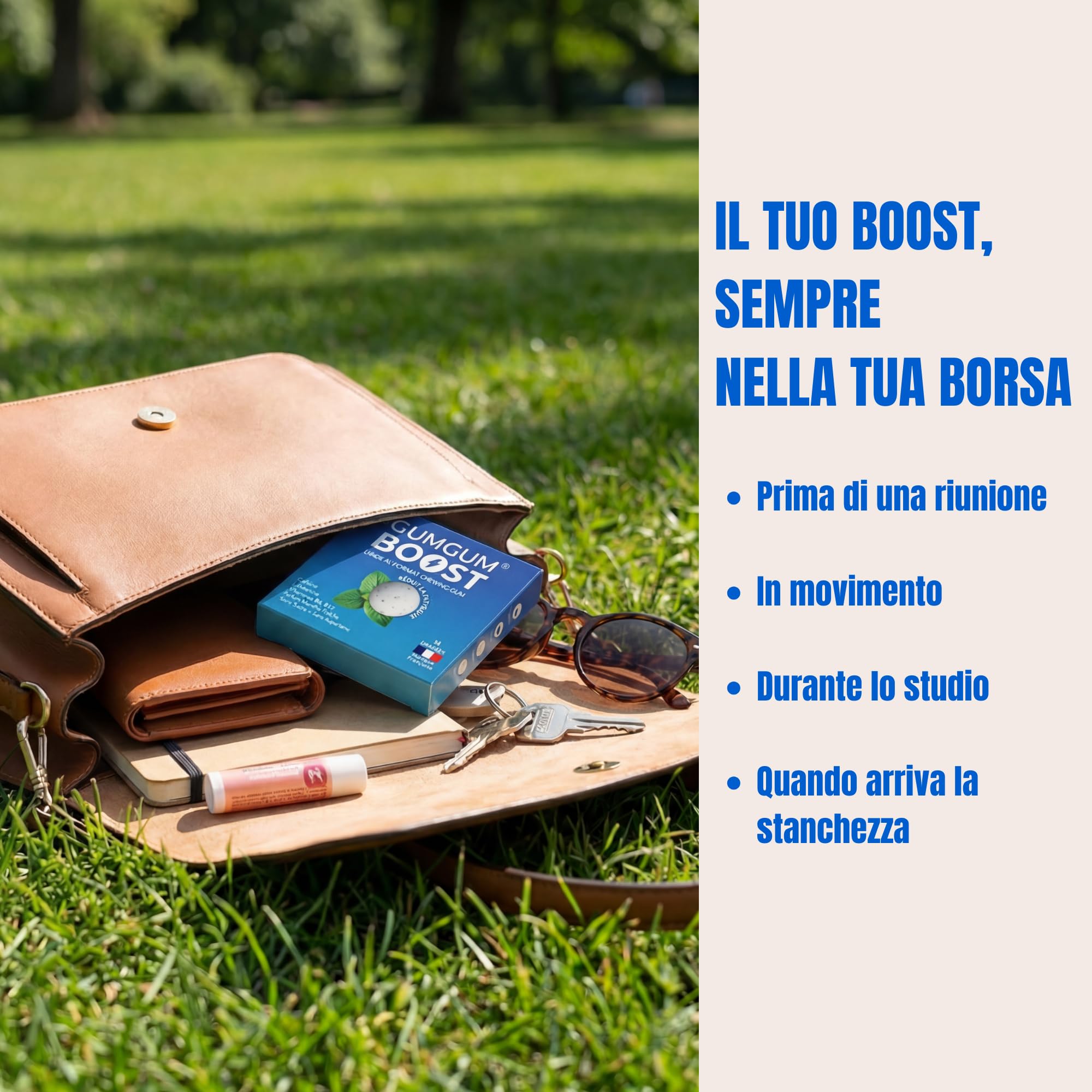 Gumgum Boost - Masticare Gum Energizzante Senza Zucchero con Vitamine B6 & B12 – Caffeina Naturale & L-Teanina – Energia, Concentrazione & Vigilanza – Gusto Menta Fresca – Integratore Vegano – 54