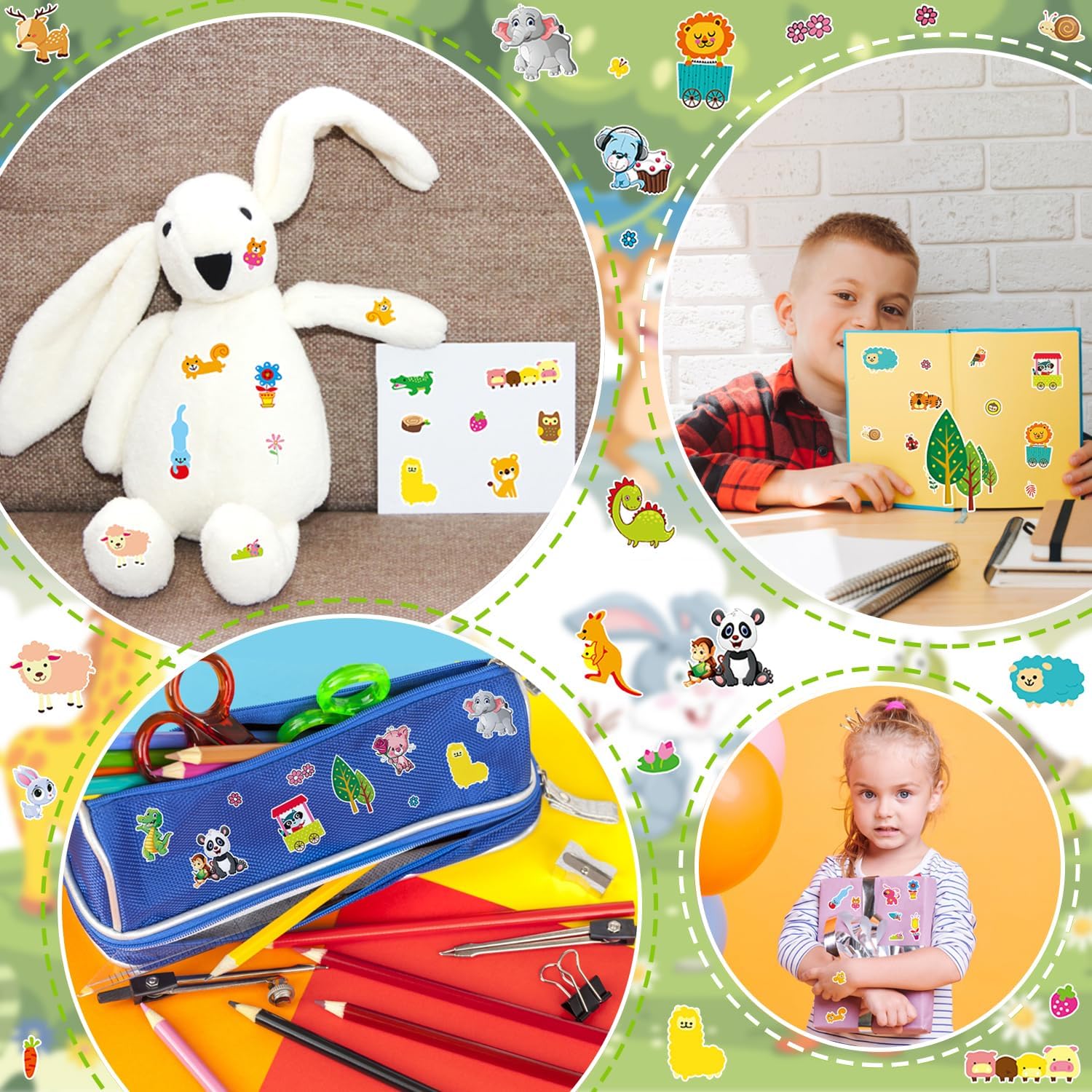 36 Sheets Animal Stickers for Kids - 3D Puffy Stickers Jungle & Farm Theme | Lion, Panda, Elephant, Giraffe | Reusable, Waterproof | Crafts, Scrapbooking, Party Favors
