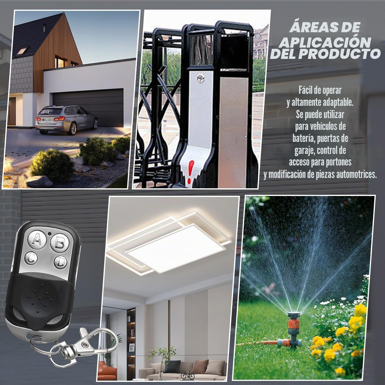 4 Piezas Mando Garaje Universal 433MHz, Mando Garaje Clonador con 4 Botones, MandoPuerta Garaje Codigo Fijo, MandoDistancia Garaje, MandodeGaraje, MandoParking para Puerta deGaraje Automática