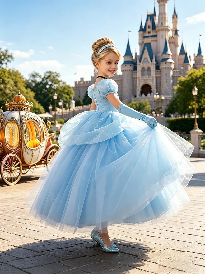 Vestido de Princesa Bella para Niñas, Disfraz Halloween Fiesta miniatura 4