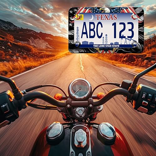 Miniatura 7 de Marco de placa de matrícula de acero inoxidable con bandera estadounidense de águila patriótica, 4 agujeros, accesorio de motocicleta con tornillos,