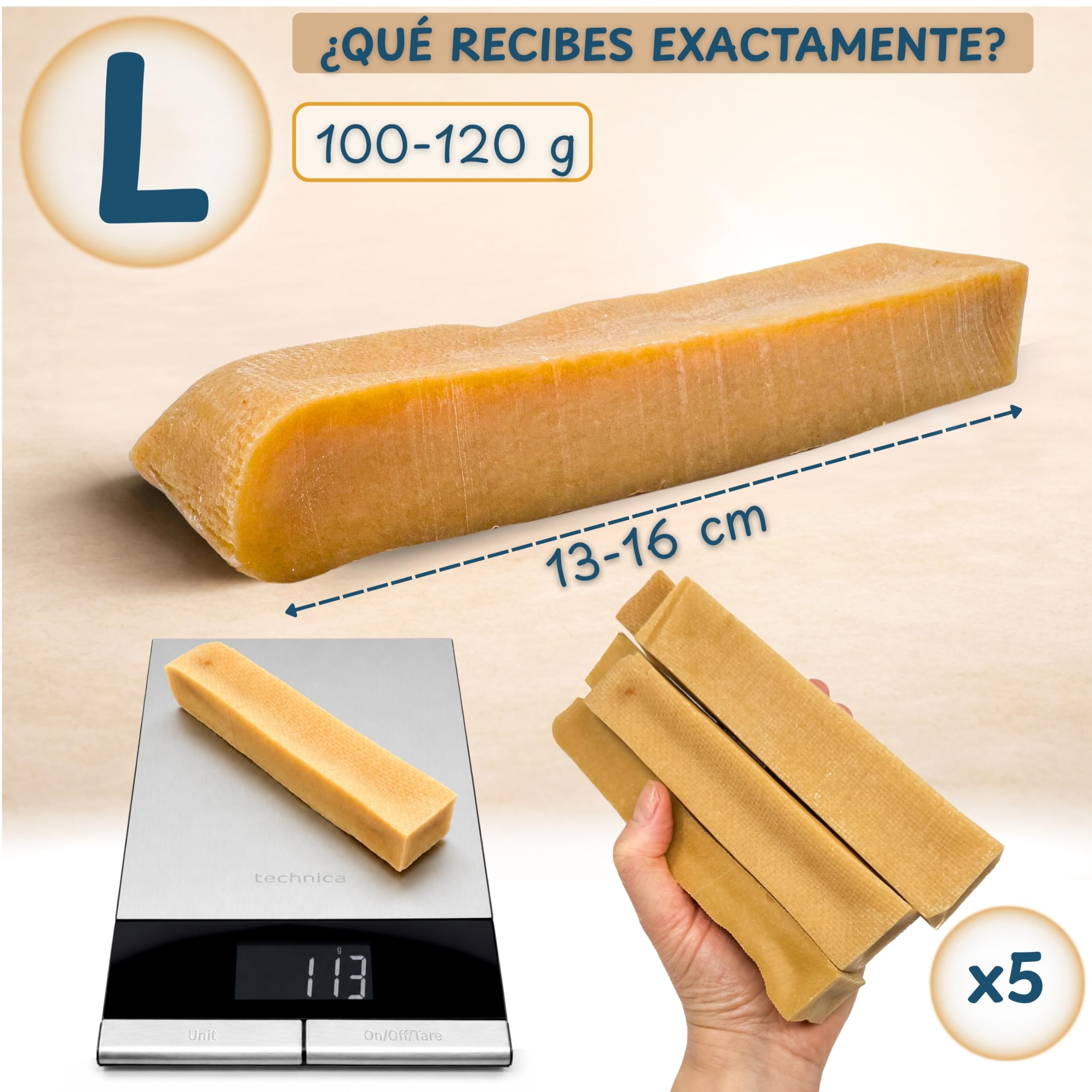 Wildeers Churpi Huesos para Perros de Queso de Yak, L, 13-16 cm, 5 uds