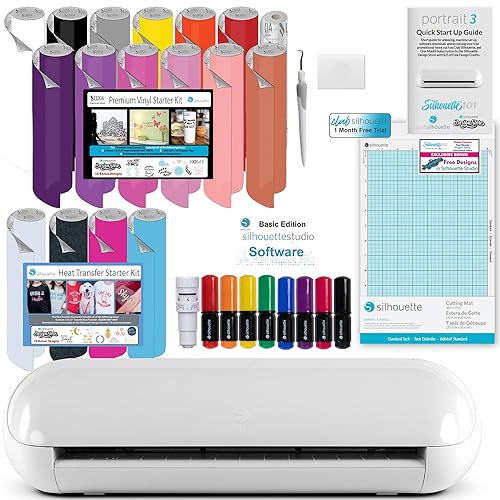 Silhouette Portrait - Paquete de 3 unidades con kit de iniciación de vinilo Silueta kit de iniciación de transferencia de calor paquete básico de