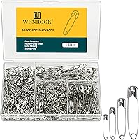 Wenrook 300 Pack Assorted Safety Pins, 4 Sizes (0.8"-1.5") Nickel Plated Steel for Sewing, Crafts, Clothes & Crafts - Durable Rust-Resistant