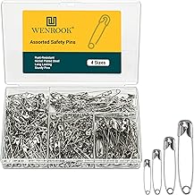 300 Pack Safety Pins Assorted, 4 Different Sizes, Strong Nickel Plated Steel, Safety Pins for Clothes, Crafts, Pinning and More
