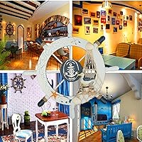 Vista 4 de rosenice Barco Rueda de madera náutica barco rueda pared decoración azul oscuro