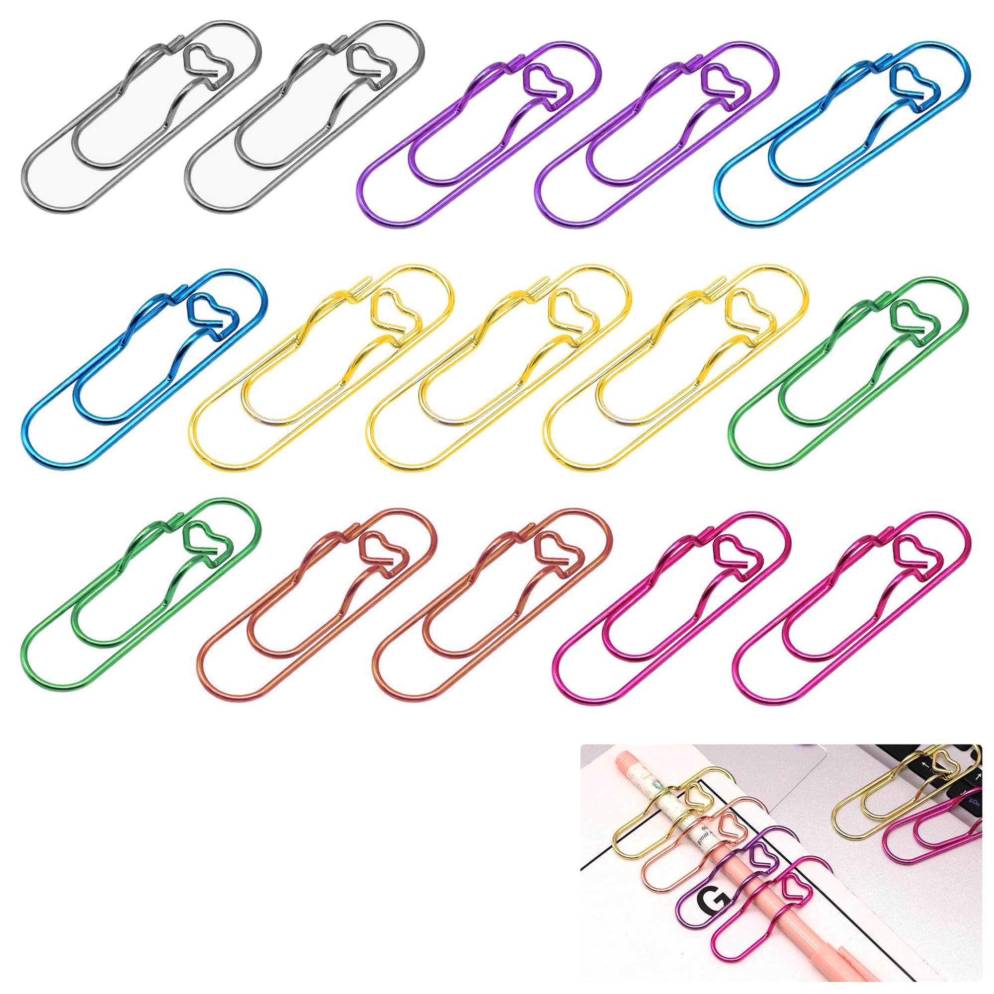 15 Pack Colorful Metal Pen Holder Clips – Clip-on Pen Holders for Notebooks