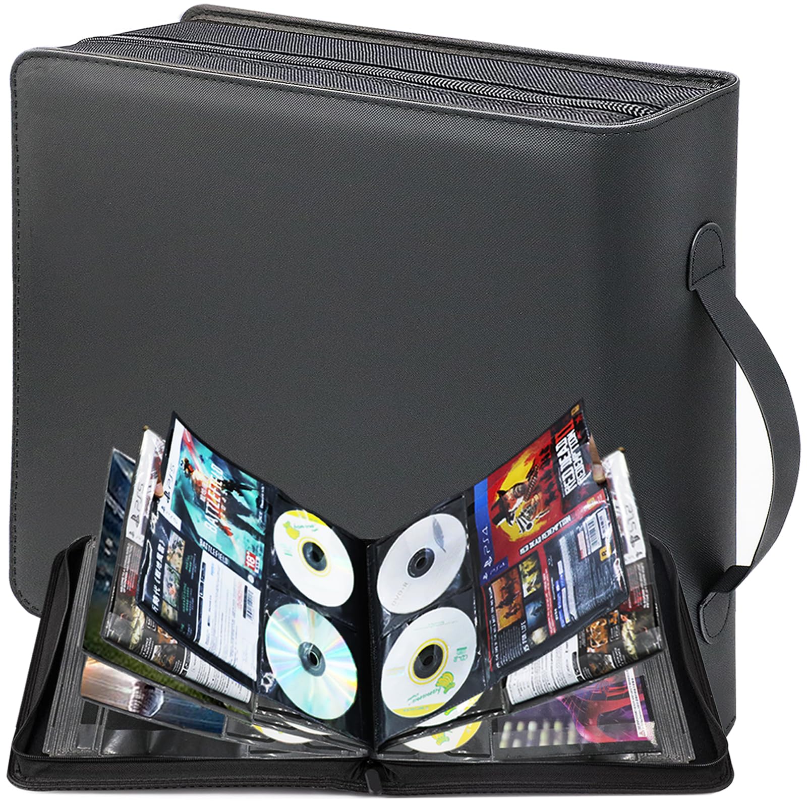 CD/DVD Storage Binder, Blu-ray Storage Binder Capacity 200 Disks and 100 Booklet Pockets, Perfect Media Storage Case with Handle for Video Games, Movies, Musics, at Home or Car-image-28