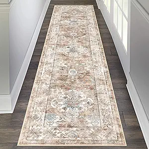 Pauwer Boho Hallway Runner Rug 2x8 Washable Entryway Area Rugs Non Slip Farmhouse Vintage Floor Mat Carpet Runner for Hallways Laundry Room Kitchen Bathroom Bedroom