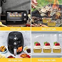 Vista 5 de 100 mini tazas cuadradas de 5 onzas para hornear con tapas, moldes de aluminio para cupcakes, moldes para pasteles con tapas, moldes desechables