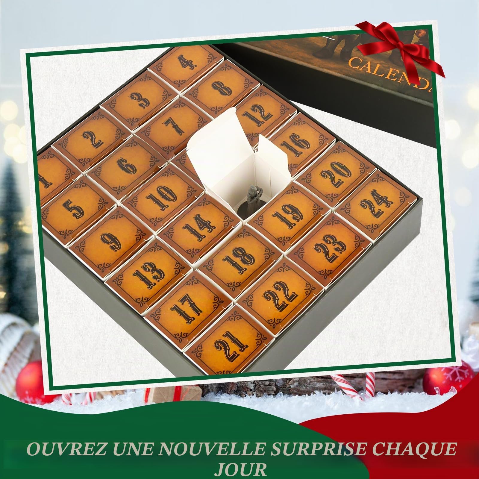 Calendrier de l'Avent de table fantastique de 24 jours - 24 figurines RPG non peintes de 28 à 32 mm - Figurines en PVC pour jeux de rôle, escarmouche et jeux de société - Cadeau de vacances pour les
