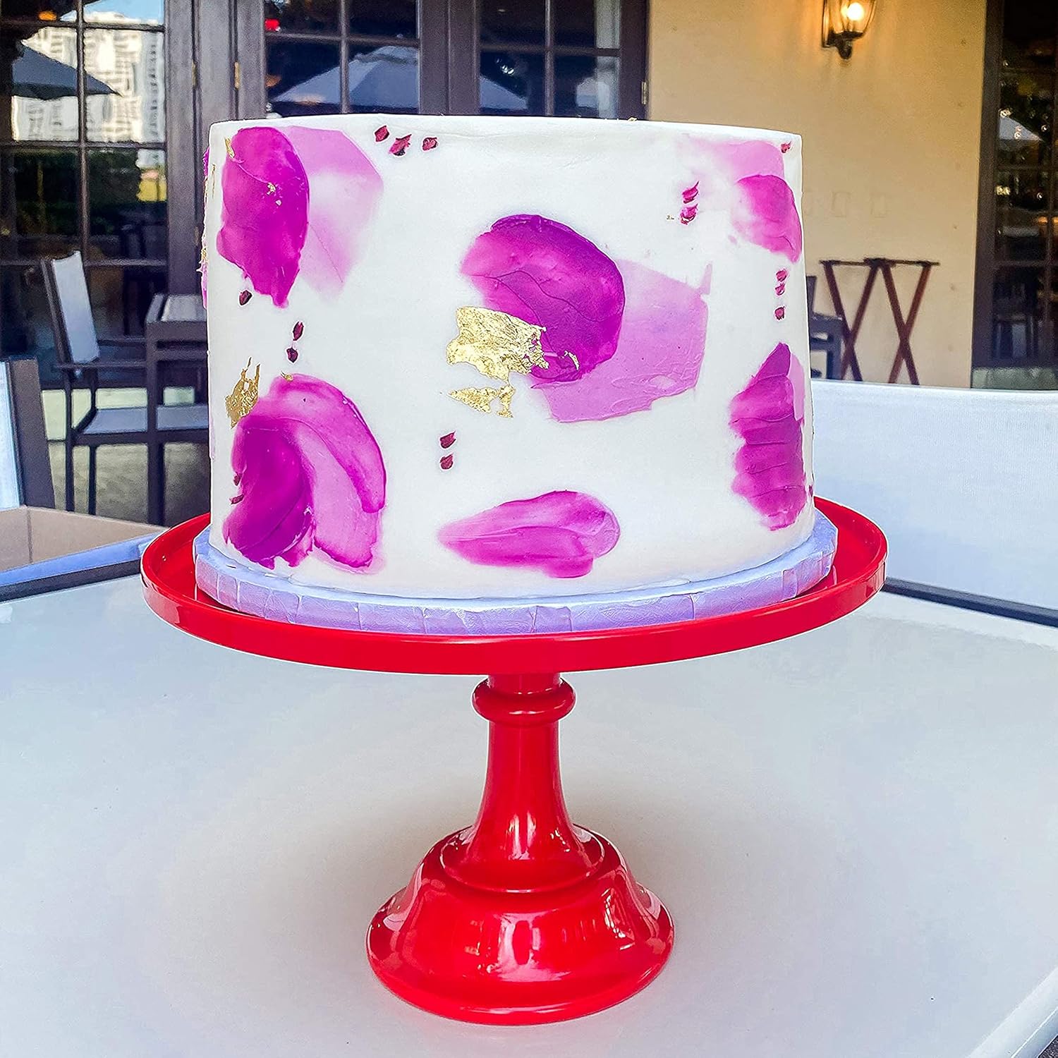 Red Melamine Pedestal Cake Stand for Desserts